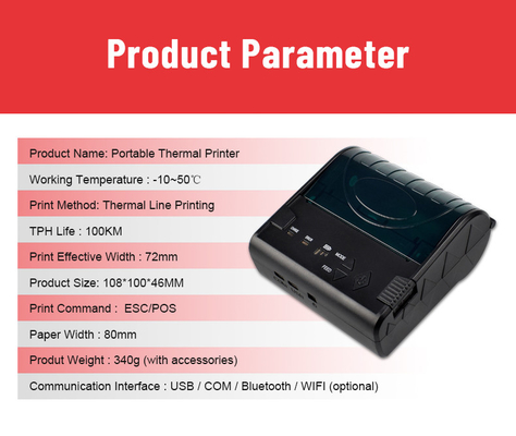 COM ricaricabile WIFI 80mm Portbale Mini Thermal Printer Bluetooth
